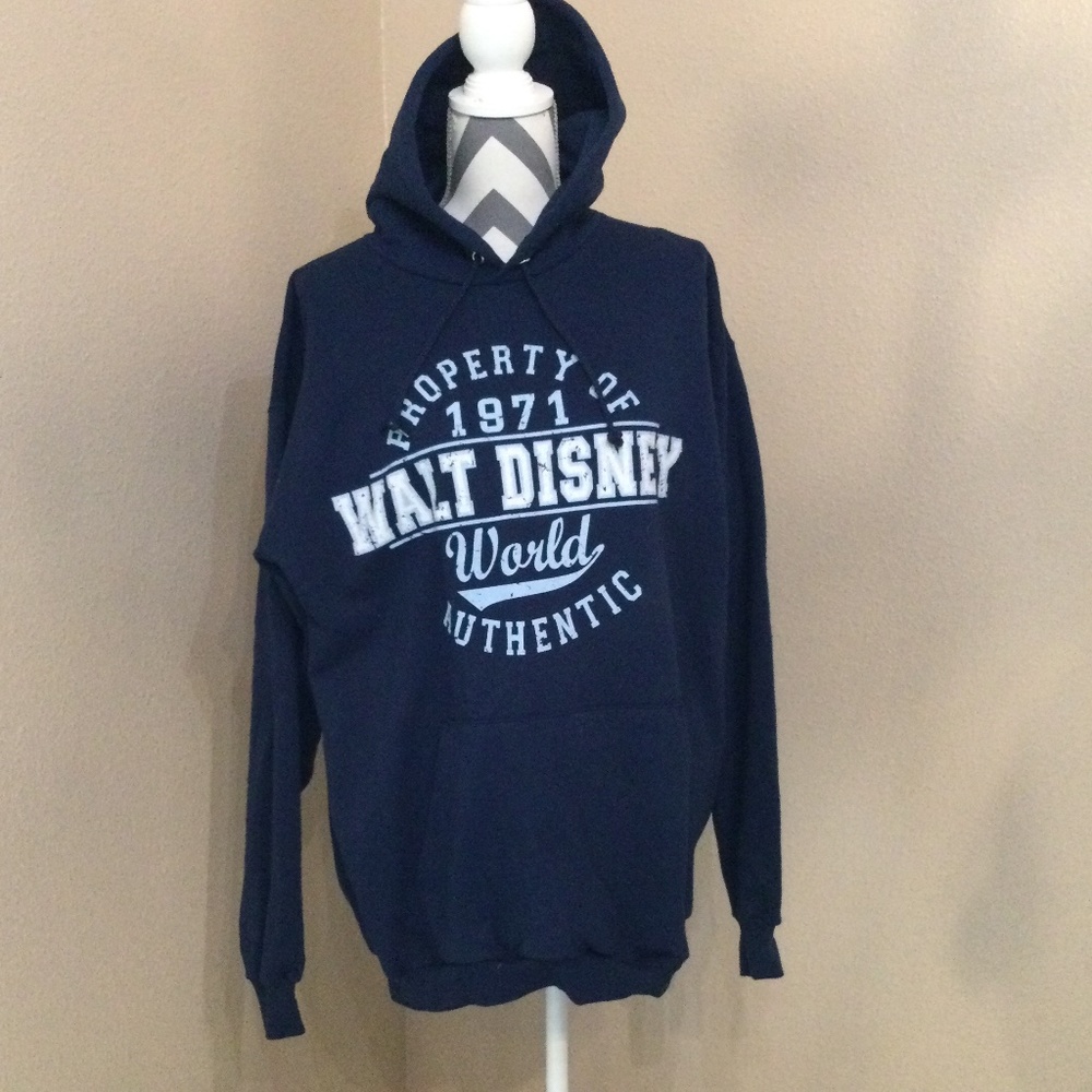 Walt Disney World Navy Blue Logo Pull Over Hoodie - Large - Excellent Condition